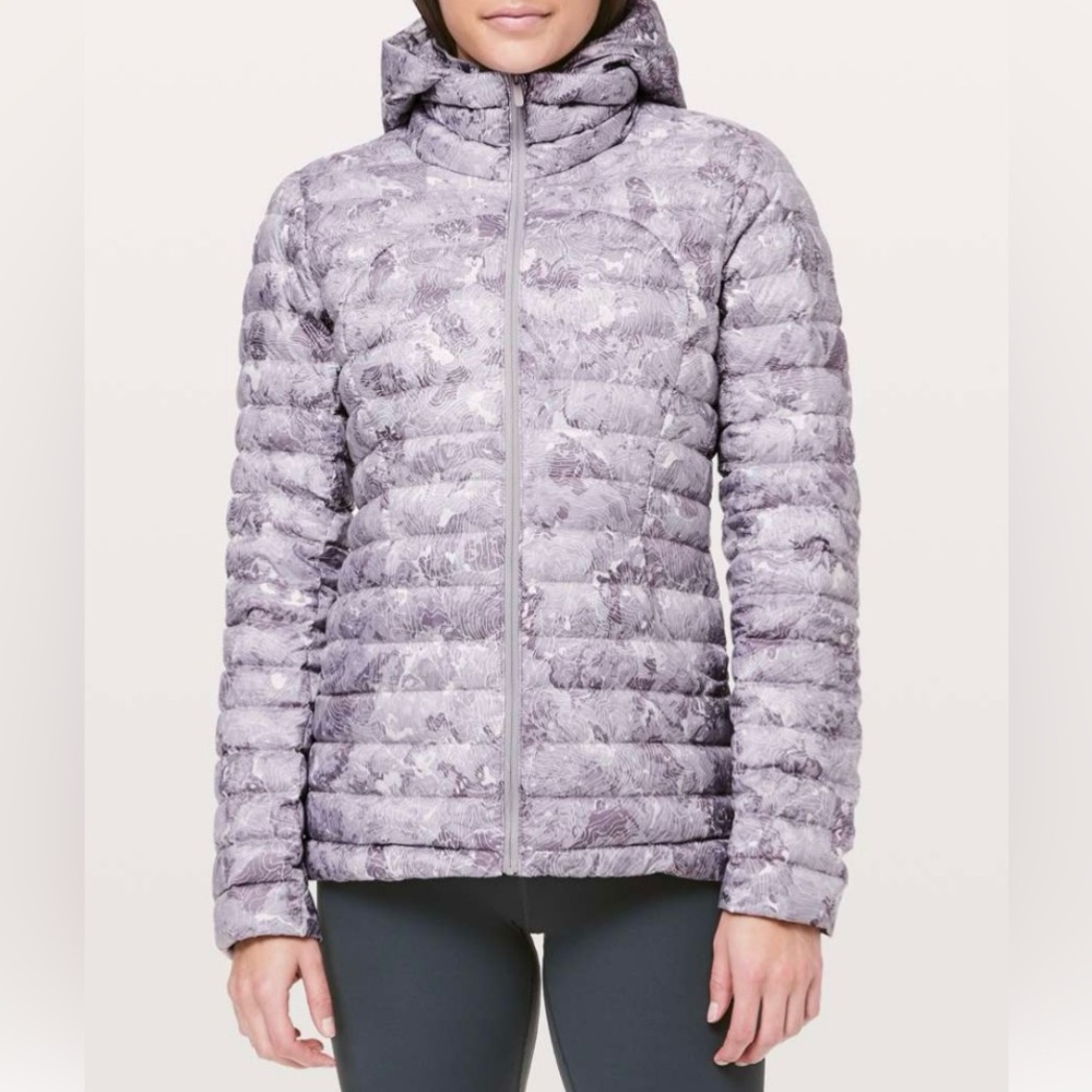 Lululemon Pack It Down Again Jacket 700 Fill Goose Down Puffer Purple Print